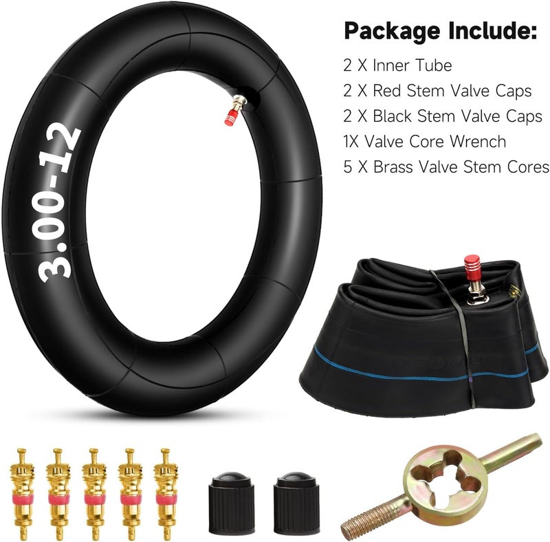 FVRITO 2.75 3.00-12 3.00X12 80/100-12 Inner Tube for XR CRF 50 70 KLX 110 KX60 DRZ110 DS80 JR80 RM50 RM60 TTR90 110E PW80 90-125cc Off Road Motocross Pit Dirt Bike 2 Pack - Image 2